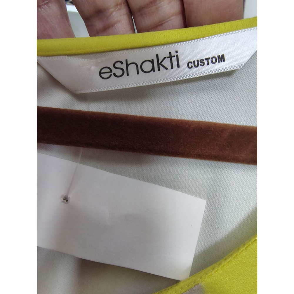 eShakti Custom Yellow Floral Swing Dress | Pockets | Lined | Plus Size - Picture 9 of 11